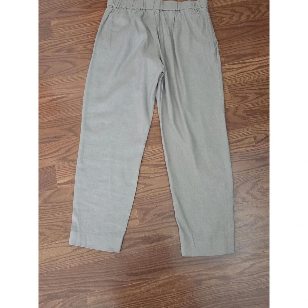 Babaton Aritzia Women Khaki Linen Viscose Pleated Tapered Pants‎ Size 6